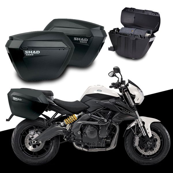 

for benelli bn600 bj600gs tnt600 tnt bn 600 bj 600 shad sh23 side boxs+rack set motorcycle luggage case saddle bags bracket