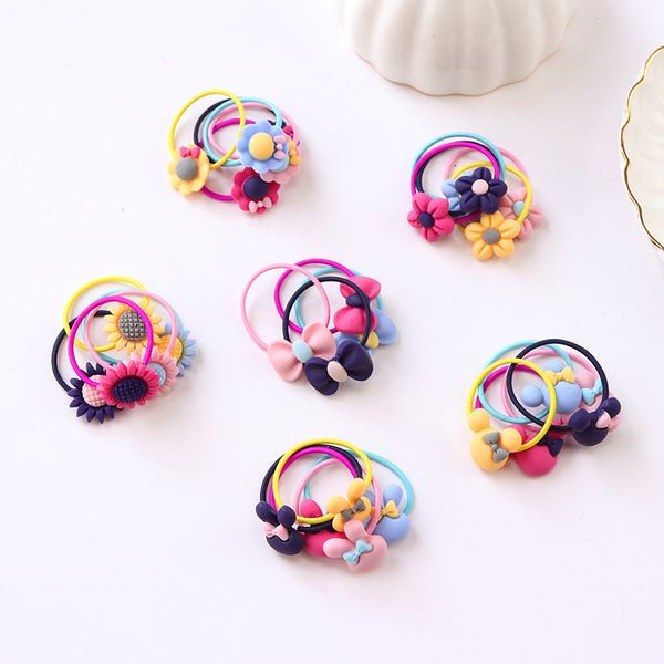 

2pcs new arrival cute macarons color girls chilren hair rope elastic hair bands gifts, Slivery;white
