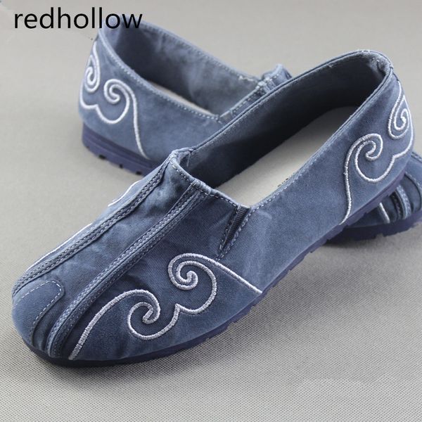 

man casual shoes slip on loafers soft canvas shoes comfortable men spring summer vintage embroidered ethnic shoe moccasins, Black