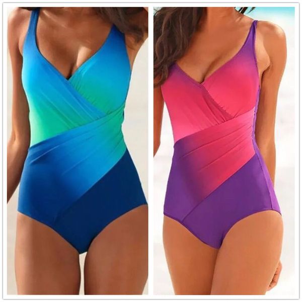 

2019 one-piece rainbow gradient large size women's 2019 one-piece rainbow gradient large size women's swimsuit swimsuit, White;black