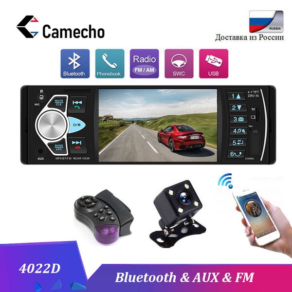 

camecho 1 din car radio bluetooth autoradio 4.1'' 12v usb aux audio stereo 4022d mp3 mp5 car multimedia player rear view camera