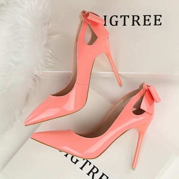 

2020 spring sweet women butterfly knot stripper high heels pumps white pink nude heels scarpin female stiletto pumps party shoes, Black