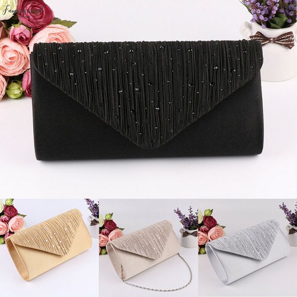 

fashion new design womens diamonte envelope clutch shoulder bag purse microfiber wedding lady bridal prom handbags