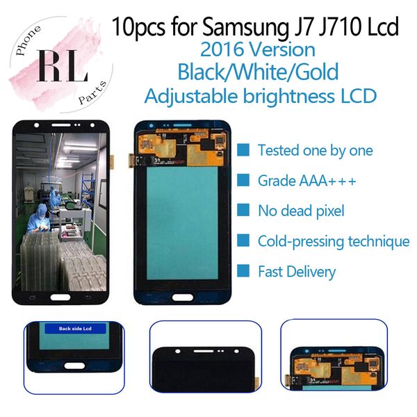 

10pcs adjustable brightness lcd for samsung j7 2016 j710 j710f j710m lcd display touch screen digitizer assembly for samsung j7 2016 lcd