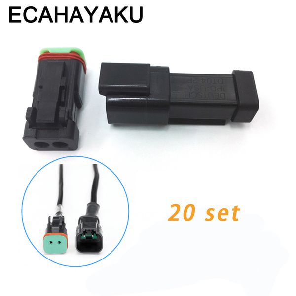 

ecahayaku black 20 sets kit 2 pin waterproof electrical wire connector plug off-road deutsch connectors 22-16awg dt06-2s dt04-2p