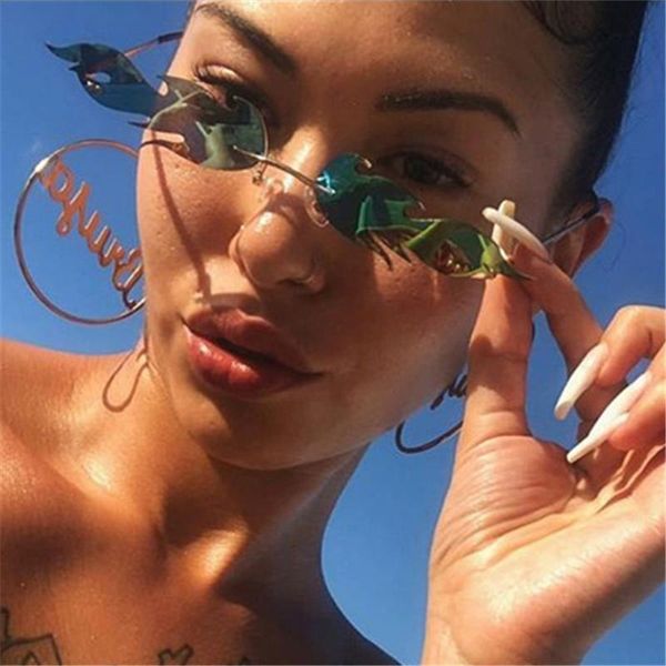 

luxury cat eye sunglasses women men retro fire flame rimless sun glasses hight quality metal small sunglass ladies uv400 mirror, White;black
