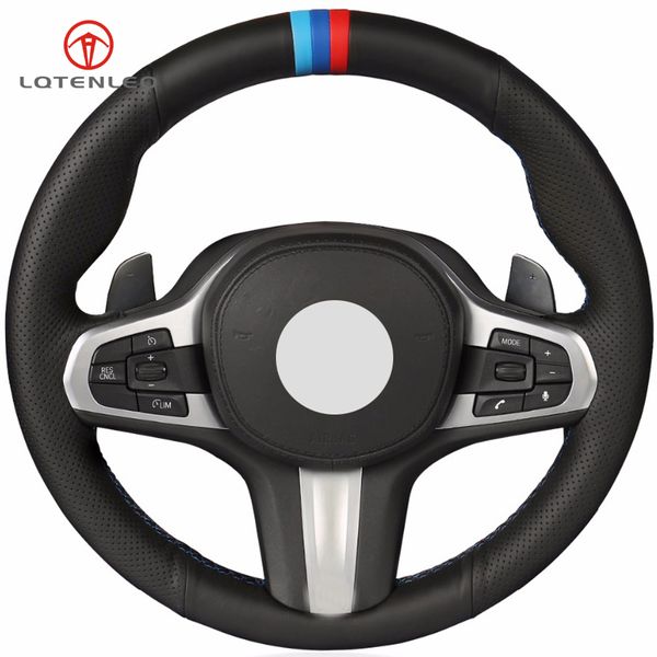 

lqtenleo черный натуральная кожа крышка рулевого колеса автомобиля для g30 525i 530i 530d m550i m550d 2017 2018 g32 630i 640i g11 g12