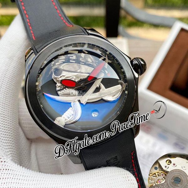 

нью-46мм адмирал кубок bubble автоматическая tourbillon мужские часы pvd стали all black silver пиратский циферблат rubber red line часы pur, Slivery;brown