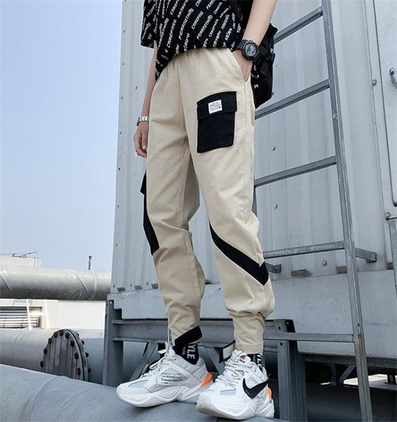 

spring new mens harem pants streetwear jogger trousers men hip hop sweatpants trousers letter printed cargo harem pants 3xl, Black