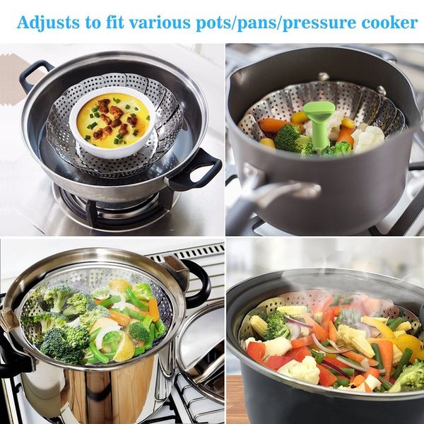 

2019 dish steamer cookware steaming food basket mesh stainless steamer folding food fruit vegetable vapor cooker stainless