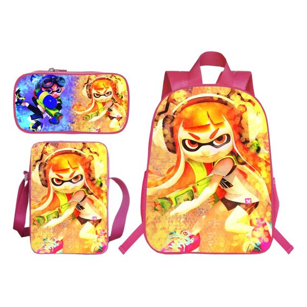

3pcs/set 3d printing splatoon kids baby school bags for children cartoon shoulder backpacks boys schoolbag student bag9