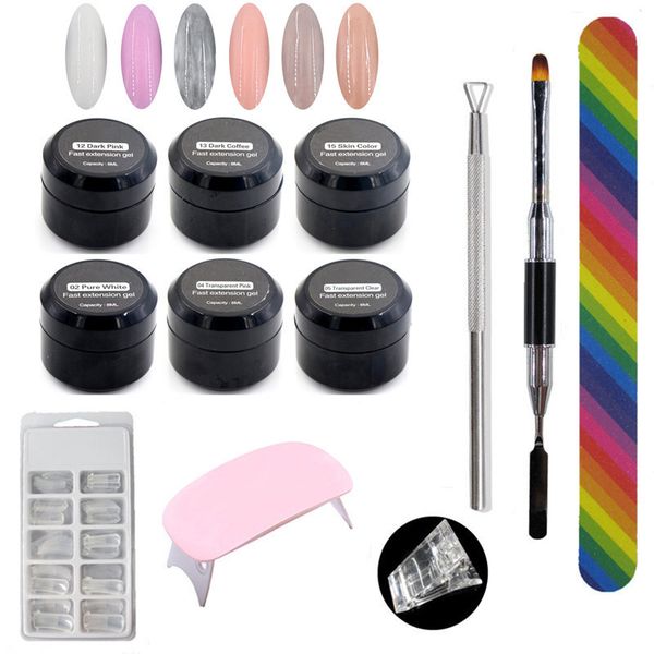 

new 12 pcs 8ml nail art fast extension lasting transparent pink gel nail design set no paper tray quick tool bv789
