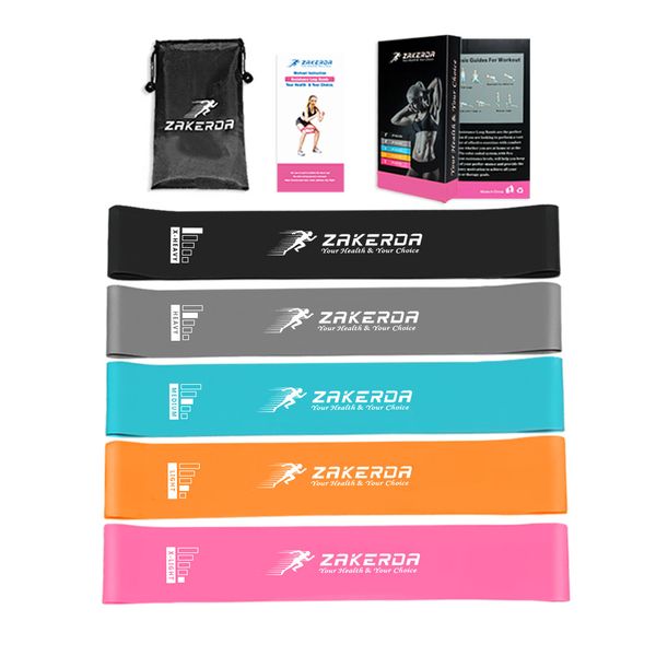 

5 pcs yoga latex tension band resistance strength training with elastic band ring sets