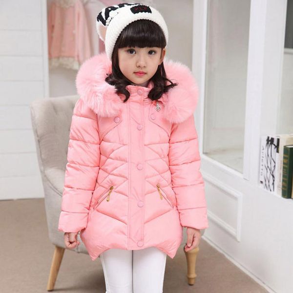 

пальто для девочек solid толстой теплых девушек пальто мехового воротника верхней одежды для детей зима моды стиля костюма для девочек новог, Blue;gray