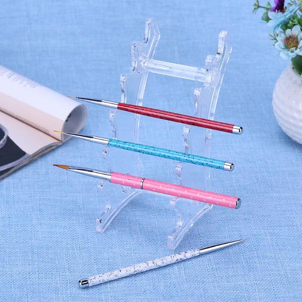 

nail art brush pen rack stand tool clear acrylic uv gel brush display holder nail art showing tool