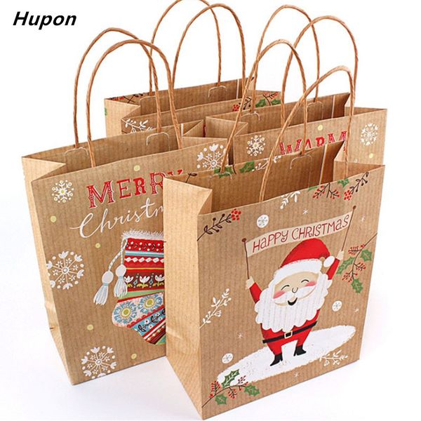 

12pcs christmas gift bags santa sacks kraft paper bag kids party favors box christmas decorations for home new year 2019 navidad
