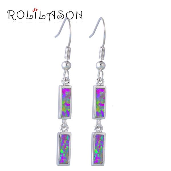 

rolilason charismatic fashion 2017 new stamped 925 silver overlay purple fire opal earrings cute jewelry oe570