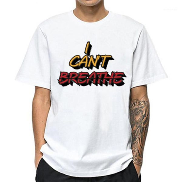 

letter print tees i cant breathe mens tshirt round neck short sleeve trend summer fashion large size male wear loose bottom, White;black