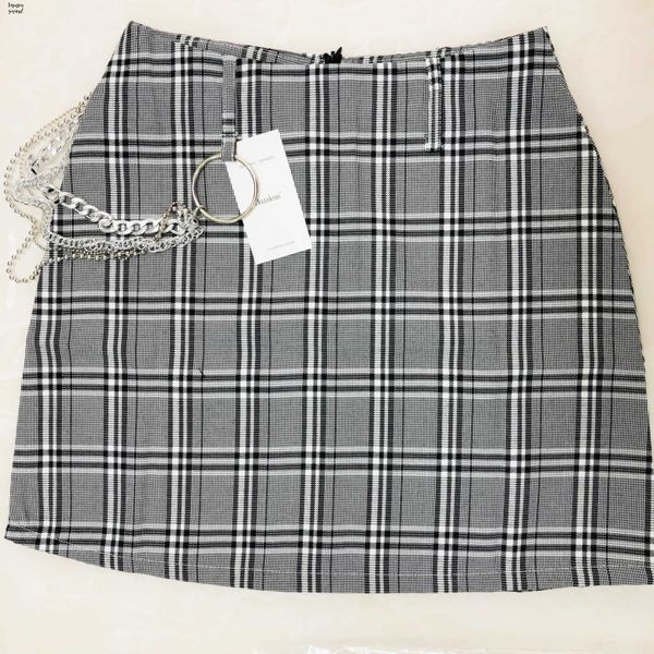 

повседневная мини юбка tartan серый женщины линия юбка harajuku плед юбки женщин высокого тонкий короткие юбки, Black