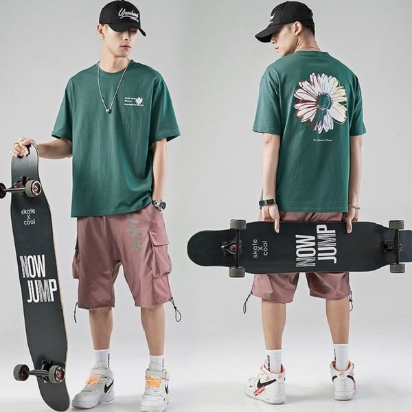 

iidossan хлопок футболки мужчины лето цветок 3d печати футболки женщины японский harajuku топы уличная хип-хоп с коротким рукавом одежда, White;black