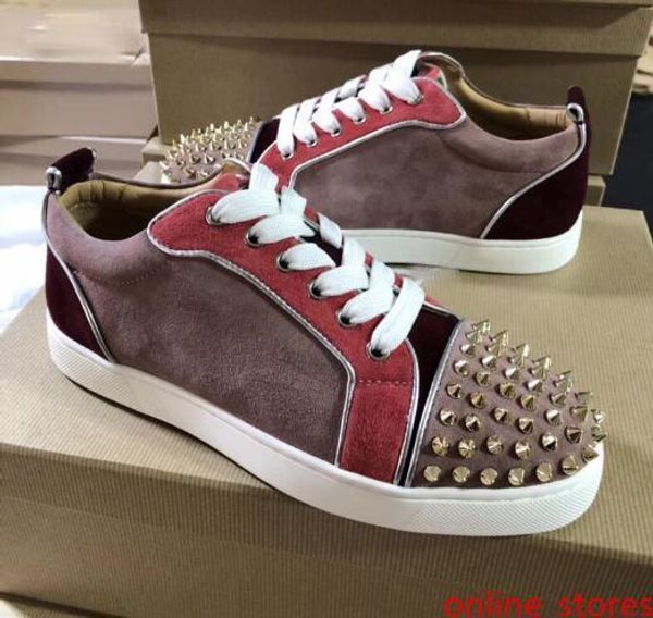 

young men red bottom sneakers low shoes men red sole shoes rantulow orlato pink suede sneaker low men trainers flat with rivet spike