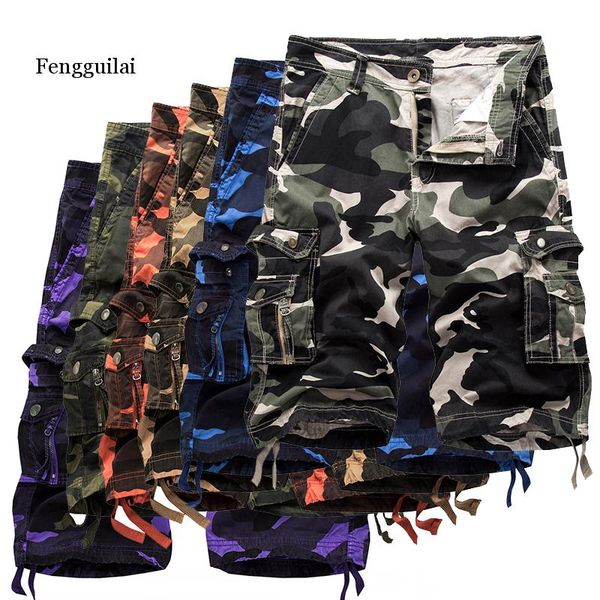 

men's shorts 6 colors 2021 summer mens casual camouflage cargo male loose work man short pants plus size 29-40, White;black