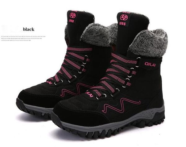 

2019 новые женские сапоги из высококачественной кожи замшевые зимние сапоги женские согреться на шнуровке водонепроницаемые ботинки снега, Black