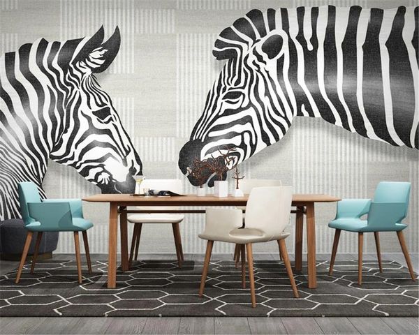 

custom 3d p wallpaper nordic modern minimal animal zebra geometric lines tv sofa background wall silk mural wallpaper