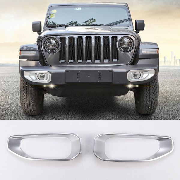 

abs front fog light trim cover decoration silver for jeep wrangler jl sahara 2018 up auto internal accessories
