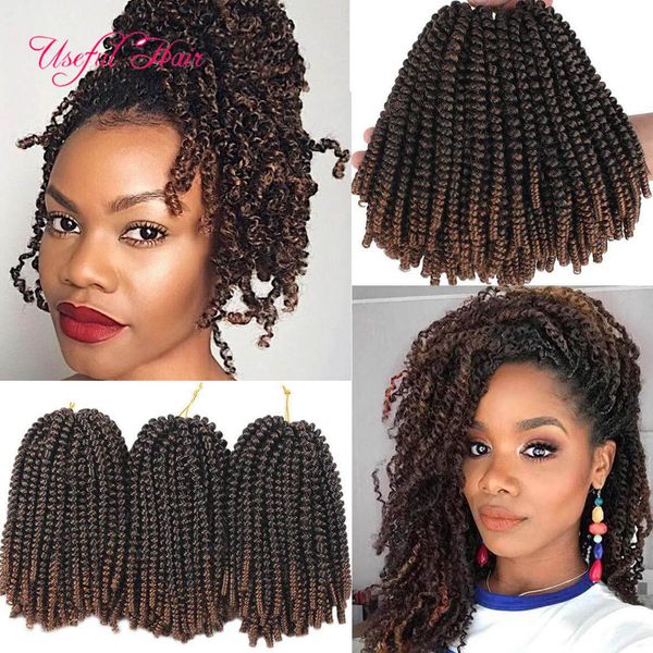 natural legnht Spring Twist Crochet Trecce Estensione dei capelli Ombre Blonde Bouncy Marley Twist Crochet Trecce Estensioni dei capelli rimbalzanti ricci 14 