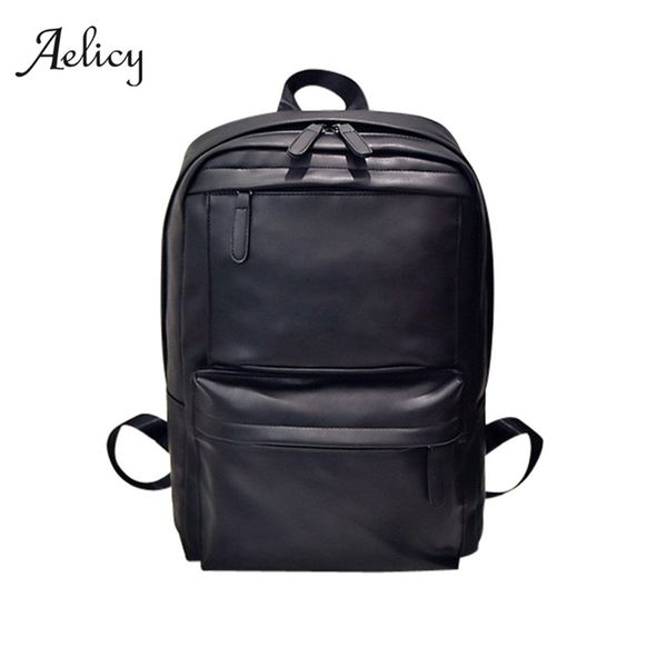 

aelicy men's women's leather backpack lapsatchel travel school rucksack bag korean fashion backpack schoolbag brown/black