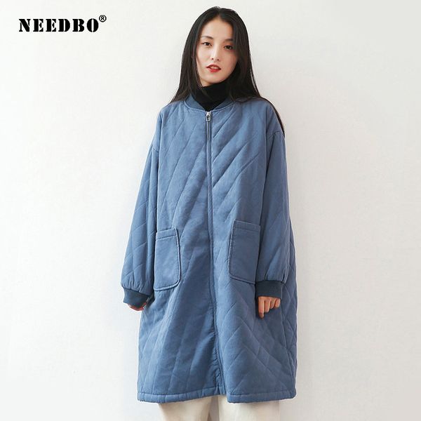 

needbo plus size winter jacket women long parka casual loose woman winter coats and puffer jacket padded outwear long coat women, Black