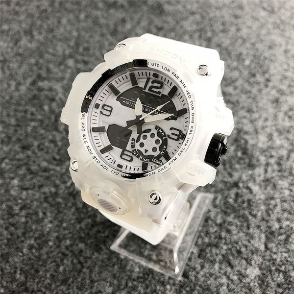 

new brand men's sports watch dual display analog digital led electronic quartz watch waterproof swimming military watch, Slivery;brown