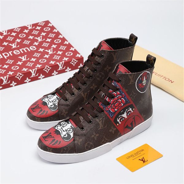 

20sw mens high canvas shoes men 2019 spring autumn fashion sneakers lace-up high style solid colors man black shoes