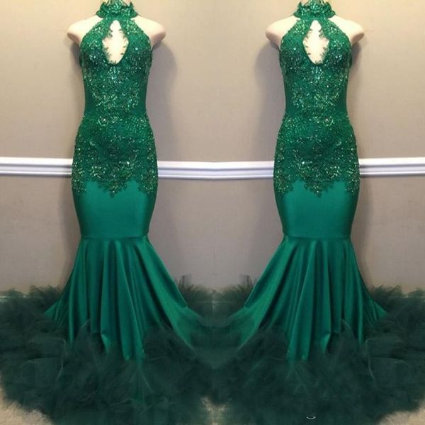 

2019 elegant dark green prom dresses keyhole neck backless long evening gowns vestidos custom made party dresses formal gowns, Black