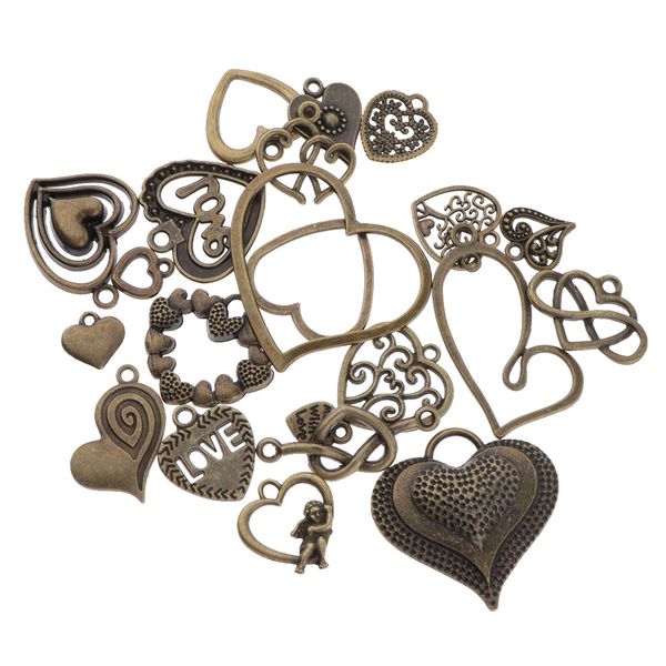 

22 pieces love heart-shaped pendant craft, earring connector, Black