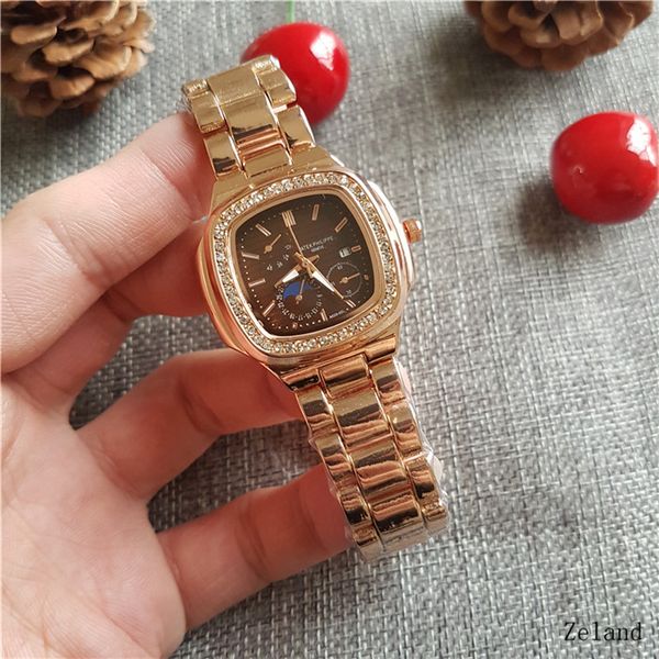 

Бизнес Кварцевые Повседневные часы многофункциональные барные часы марки Мужские женские бриллиантовые спортивные наручные часы Pat ek кожаный ремень Часы