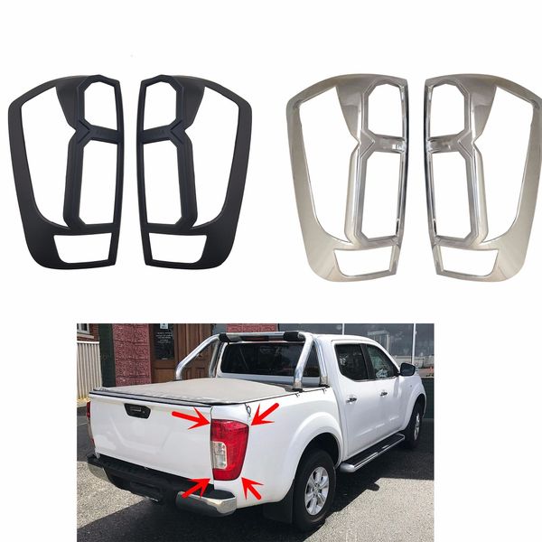 

novel style 2pcs abs black/chrome plated tail lamp cover for navara d23 np300 2015-2018 tail light coves