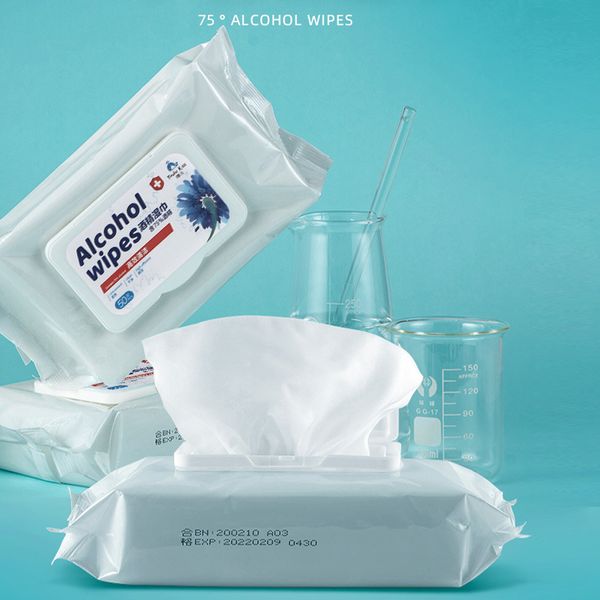 

75% спиртовые салфетки 200 * 150мм Анти Вирус Wet Wipe портативного 50шта Дезинфицирующих Dipe / пакет антисептического Cleanser стерилизации DHL