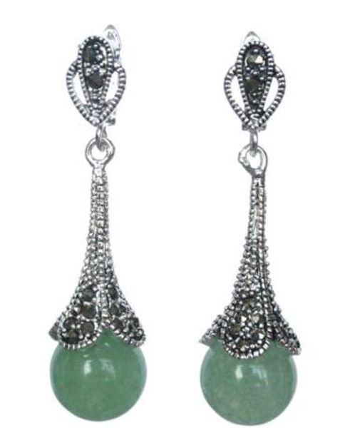 

raro 925 plata esterlina natural verde natural cuentas de jade pendientes 14/5", Silver