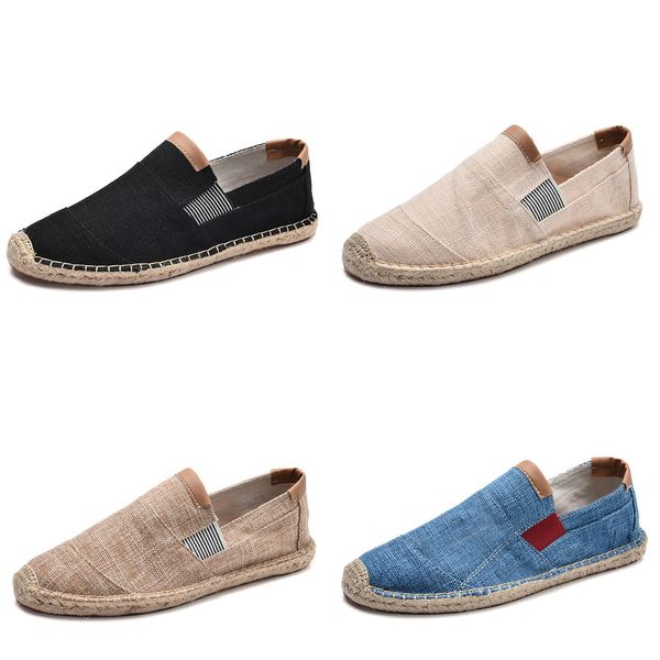 

oudiniao mens shoes casual male breathable canvas casual shoes men chinese fashion soft slip on espadrilles for men loafers, Black