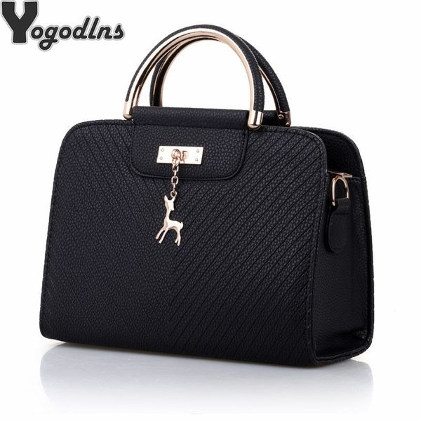 

fashion handbag 2019 new women leather bag large capacity shoulder bags casual tote simple handle hand bags deer decor y191019