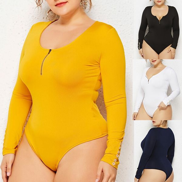 

fashsiualy ins fashion women round neck long sleeve zipper body sculpting slim jumpsuit rompers womens jumpsuit, Black;white