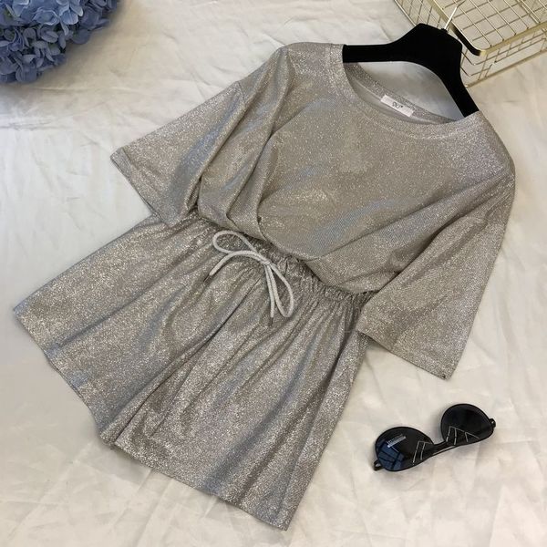 

taotrees summer loose casual short sleeve t-shirt +wide leg shorts 2 piece set women, White