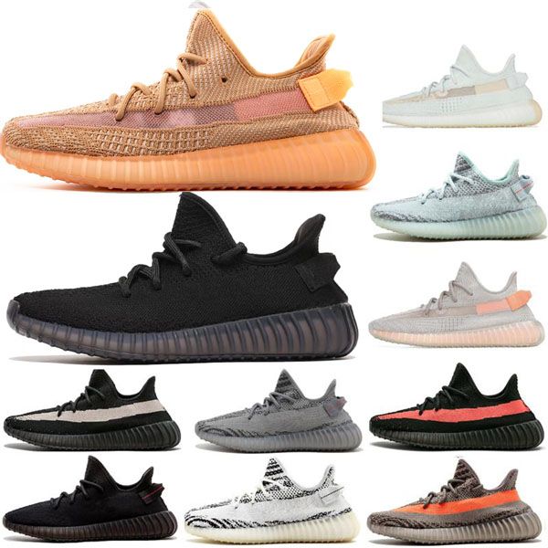 

kanye west v2 men desinger triple running shoes women trainers sesame blue frozen yellow cream zebra bred sports zapatos sneakers size12