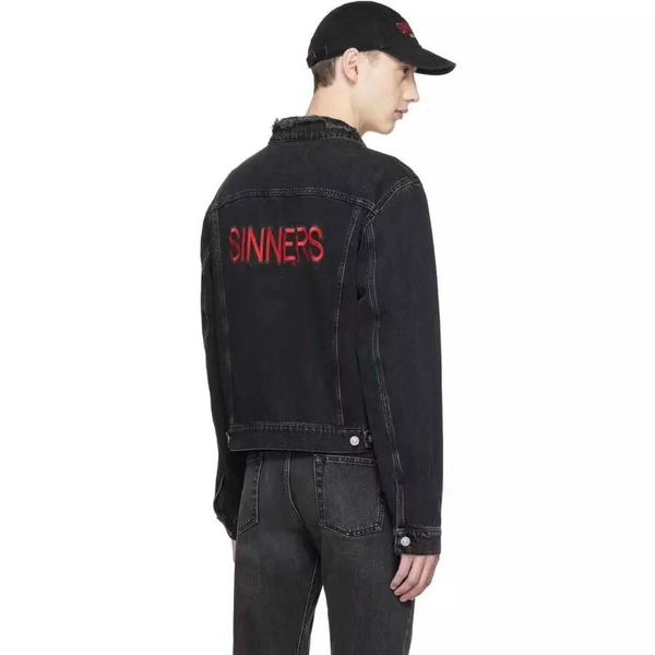 

sinners cowboy loose coat men women new pattern letter black short fund trend rotten neckline thin classic fund jacket hfwpjk023, Black;brown