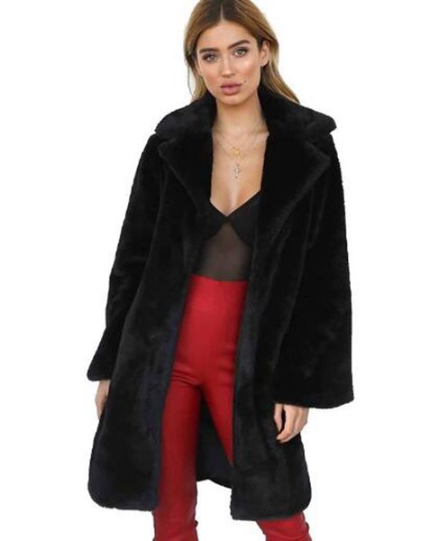 

women winter european and american fashion leisure korean version of british fashion boutique joka personality in the long fur coat / s-4xl, Black