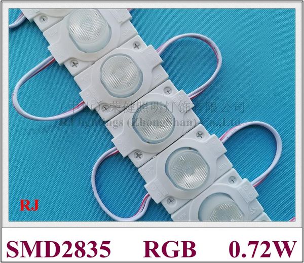 Injeção LED MODULE LUZ COM LENS RGB DC12V 50mm x 30mm SMD 2835 0,72W ​​IP65 CE Alteração automática de cor não precisa de controlador