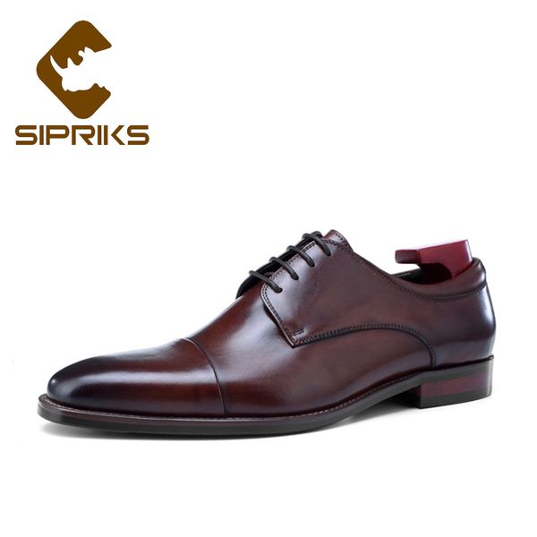 

sipriks genuine leather black church shoes elegant mens cap toe dress gents suit social prom business offcie footwear shoes 44