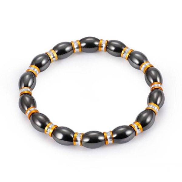 Schwarzes Perlenarmband, Hämatit, runde Perlen, Stretch-Armband für Männer und Frauen, Anti-Ermüdungs-Magnettherapie-Armbänder, Schmuck